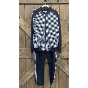 Stacy Adams Fashionable Tracksuit Jacket And Jogger Set  Blue‎ Check Men's XL